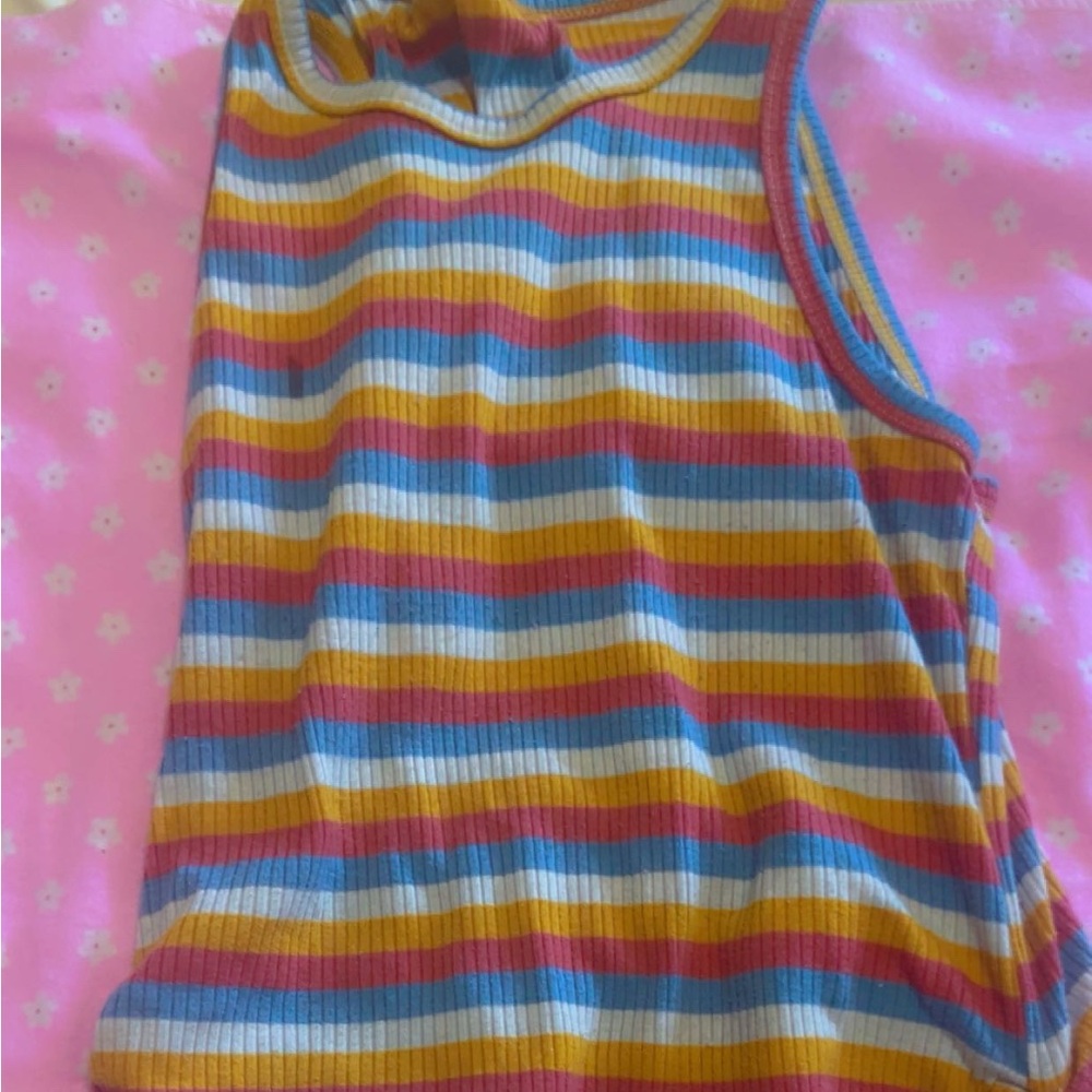 Colorful Striped Ribbed Top